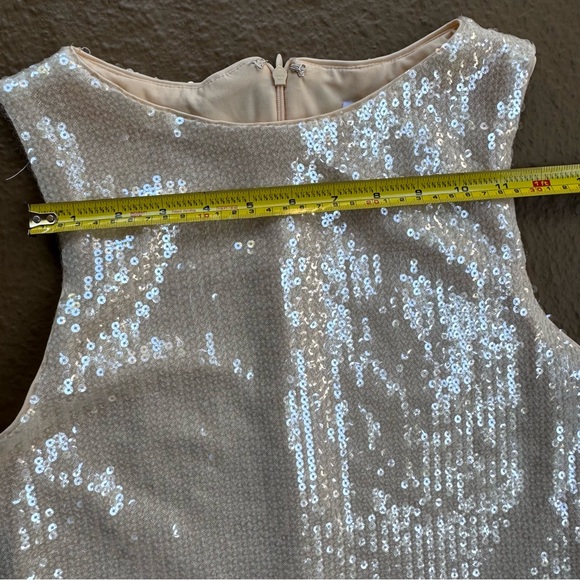 PrincessPolly Sequin Dress Romper Build in Shorts Round Neck Champagne Size 8 - Picture 7 of 16